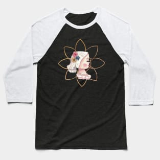 Vintage Lady head vase Ponytail Baseball T-Shirt